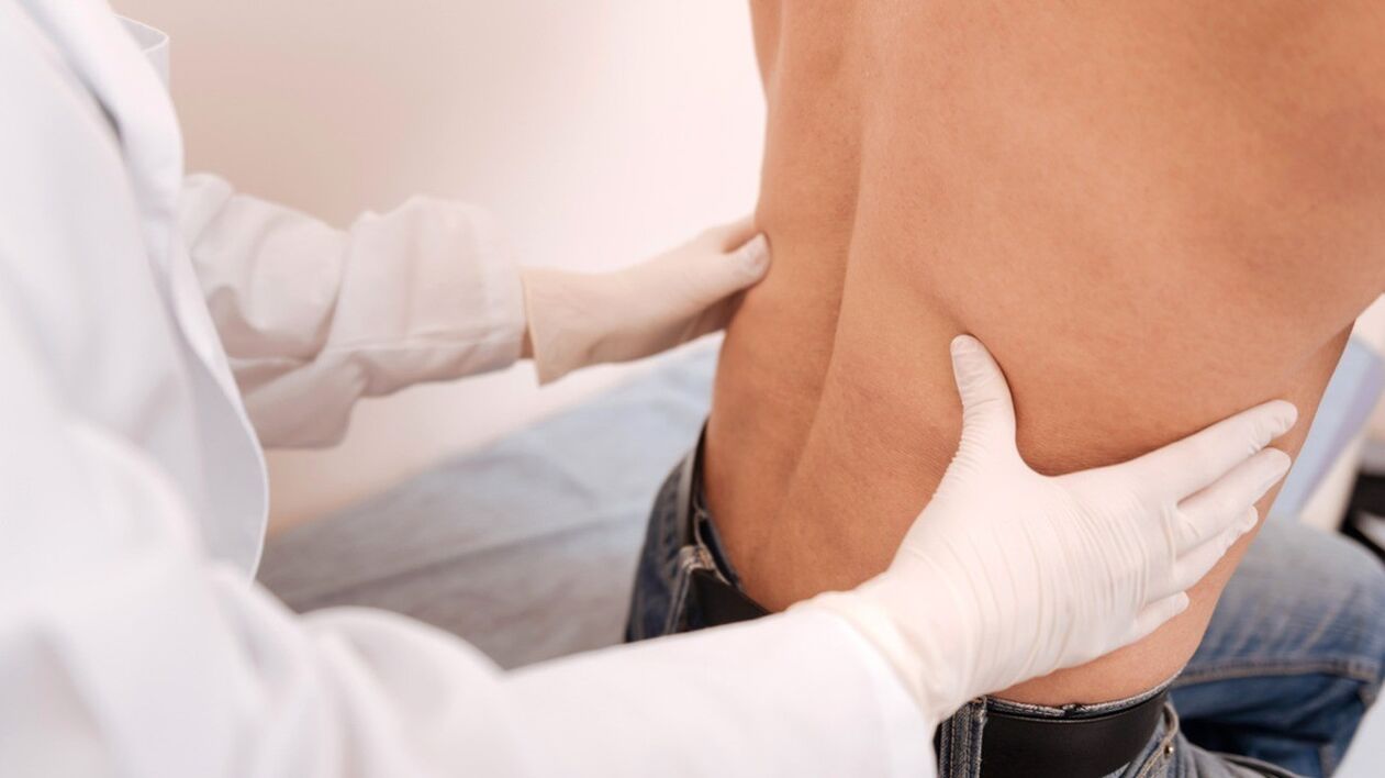 Initial examination of a patient with back pain